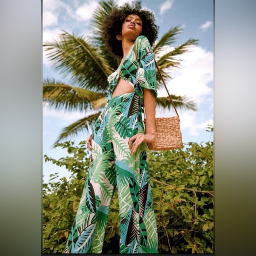 NWT Valija Gitana Tropical Leaf Print Jumpsuits XL